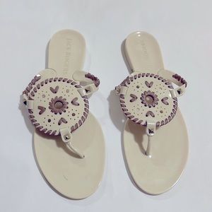 Jack Rogers Georgica Jelly Thong Sandals Off White and Tan/Beige size 10